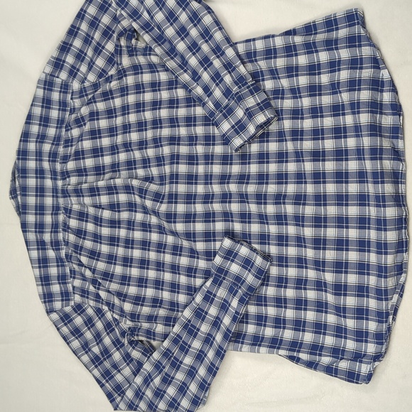 J. Press Blue & White Checkered Plaid Long Sleeve Button-down Mens Shirt Size Md - Picture 4 of 4